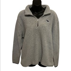 VS Pink Oversized Gray Sherpa Pullover Jacket